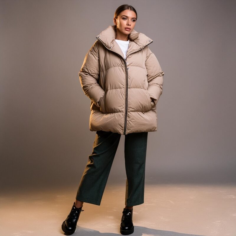 Girl Wearing puffer Jacket Velour trends